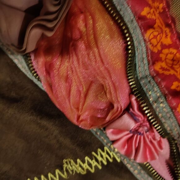 Boho  Canvas And Faux Suede Hobo Purse - Picture 2 of 7